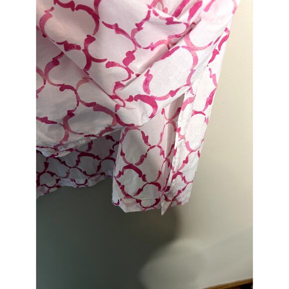 J. McLaughlin Women's size Large white pink roll tab 3/4 sleeve Tunic blouse - Picture 6 of 8